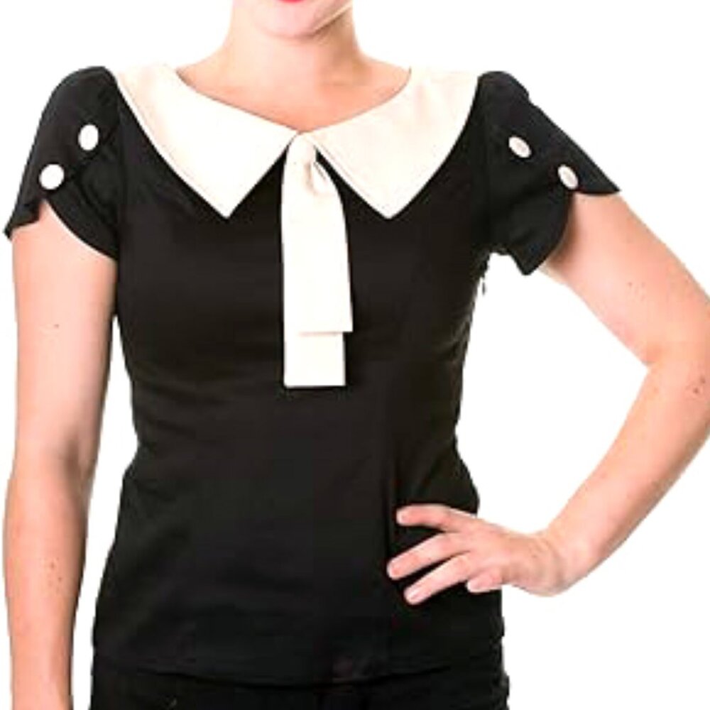 NEW - Banned Retro brand vintage style top, Black & White, XSmall